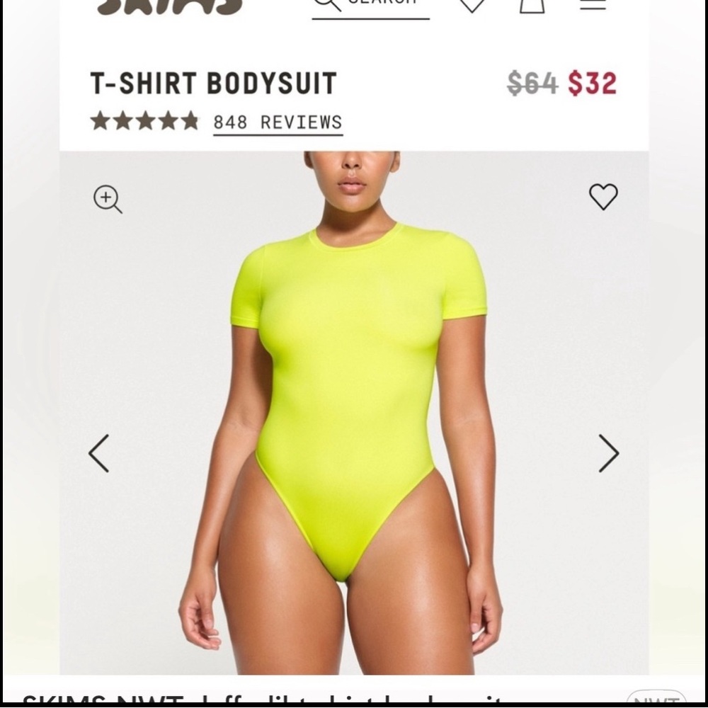 SKIMS Bright Yellow T-Shirt Bodysuit